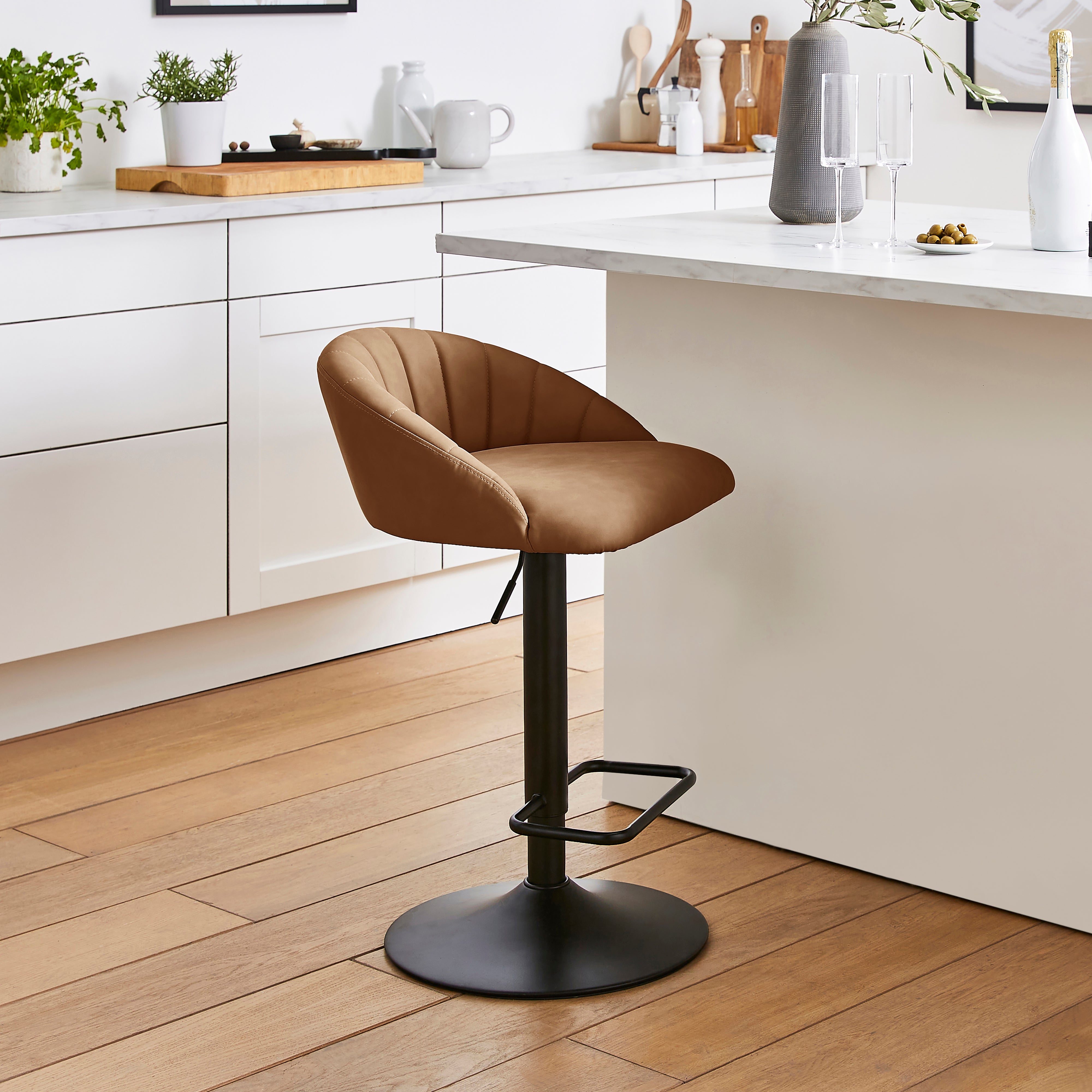 Lowen Faux Leather Bar Stool Brown