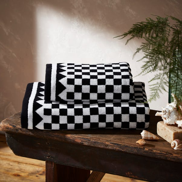 Monochrome Checkerboard Cotton Towel image 1 of 3