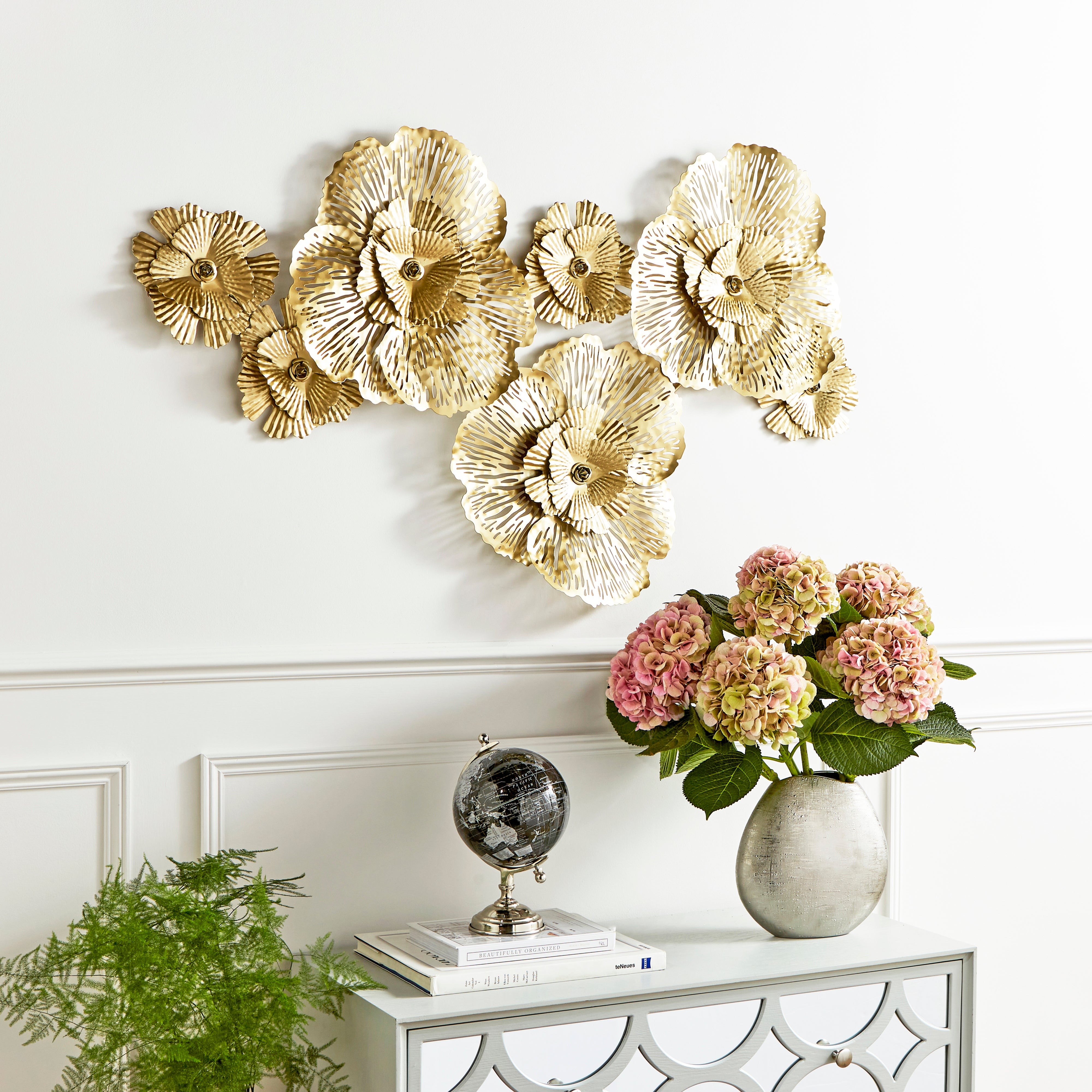Luxe Floral Gold Metal Wall Art