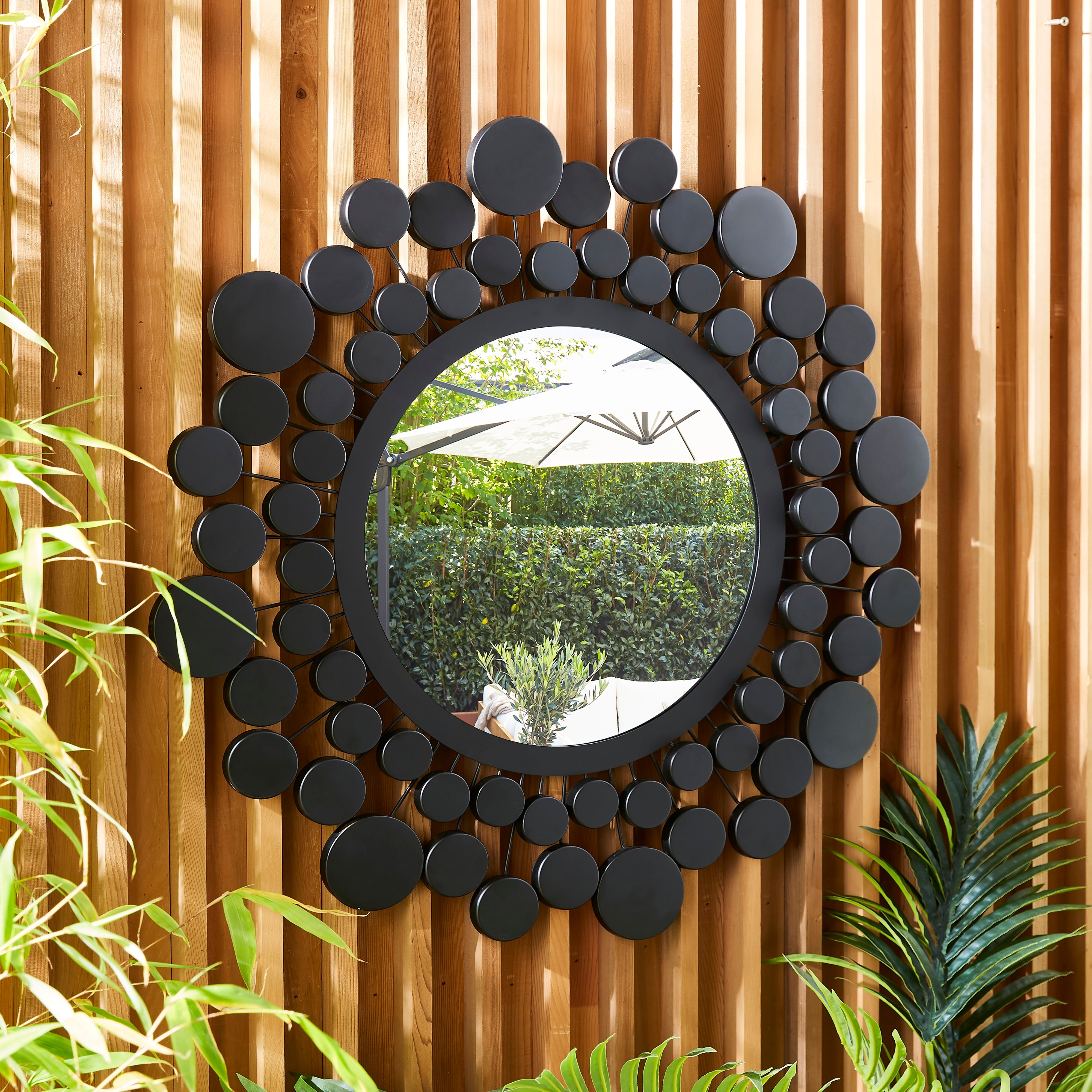 Amazonica Circles Round Indoor And Outdoor Mirror Black
