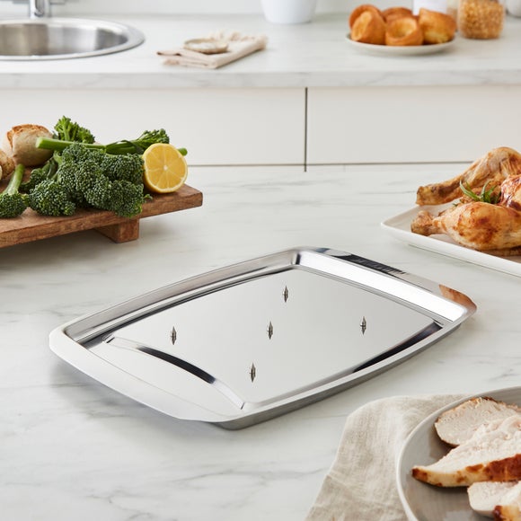 Gourmet Stainless Steel Spiked Meat Tray Dunelm