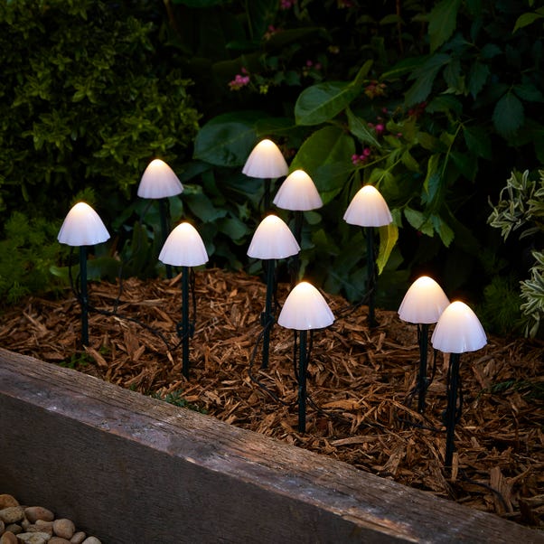 Set of 10 Mushroom Solar Stake Lights image 1 of 3