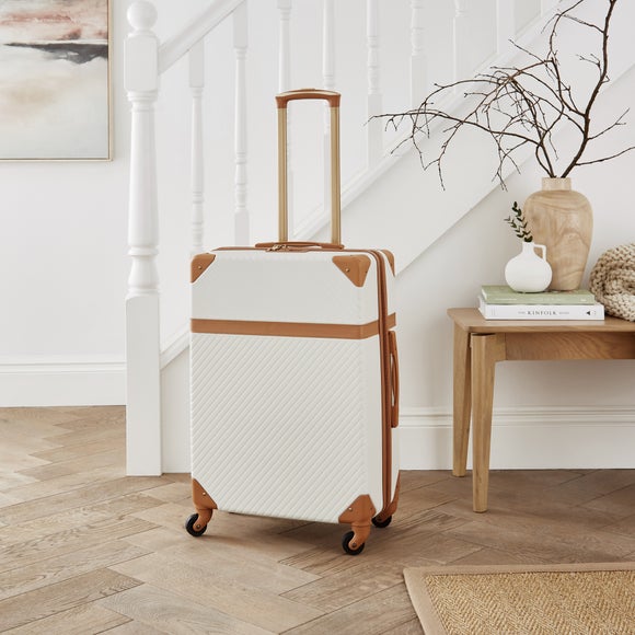 White and tan online luggage set