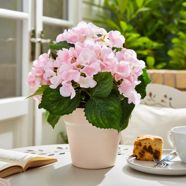 Artificial Potted Pink Hydrangea image 1 of 3