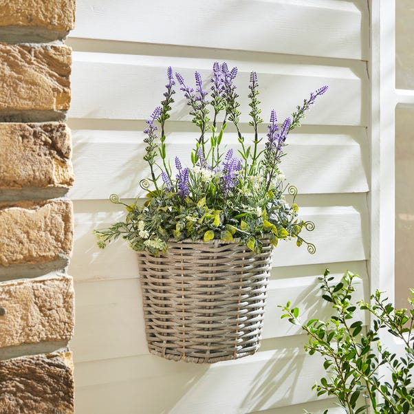 Artificial Lavender in  Wall Mounted Planter image 1 of 5