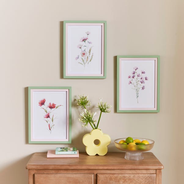 Set of 3 Watercolour Floral Framed Prints image 1 of 3