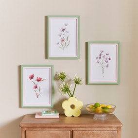 Set of 3 Watercolour Floral Framed Prints