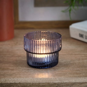 Recycled Glass Ribbed Tealight Holder