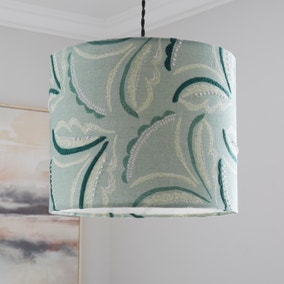Heart & Soul Green Leaf Embroidered Drum Lamp Shade