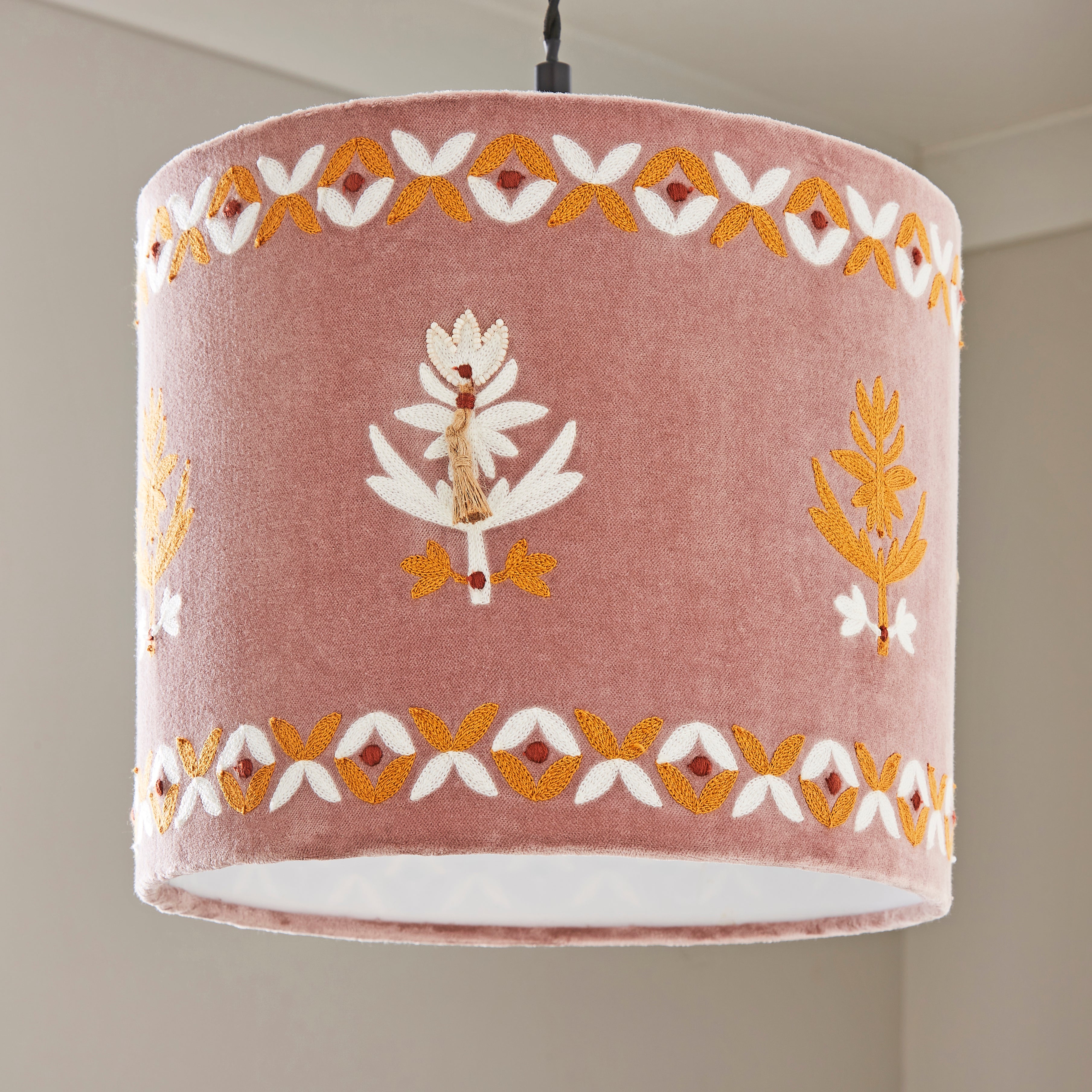 Blush Embroidered Lamp Shade