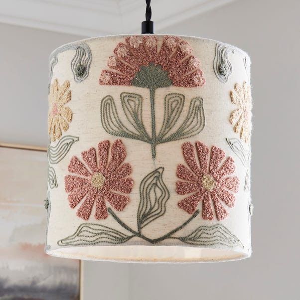 Floral Embroidered Lamp Shade image 1 of 4
