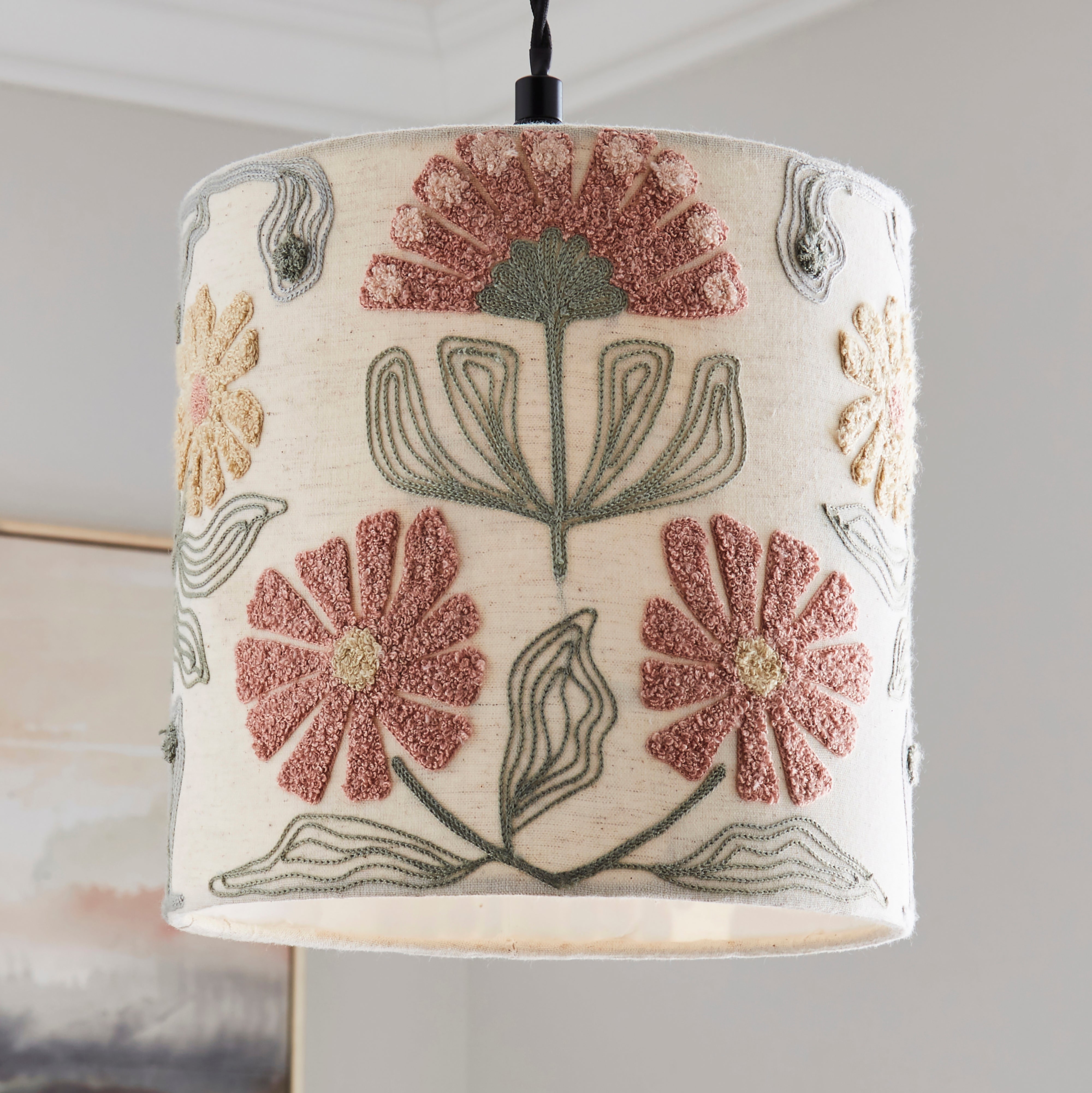 Floral Embroidered Lamp Shade