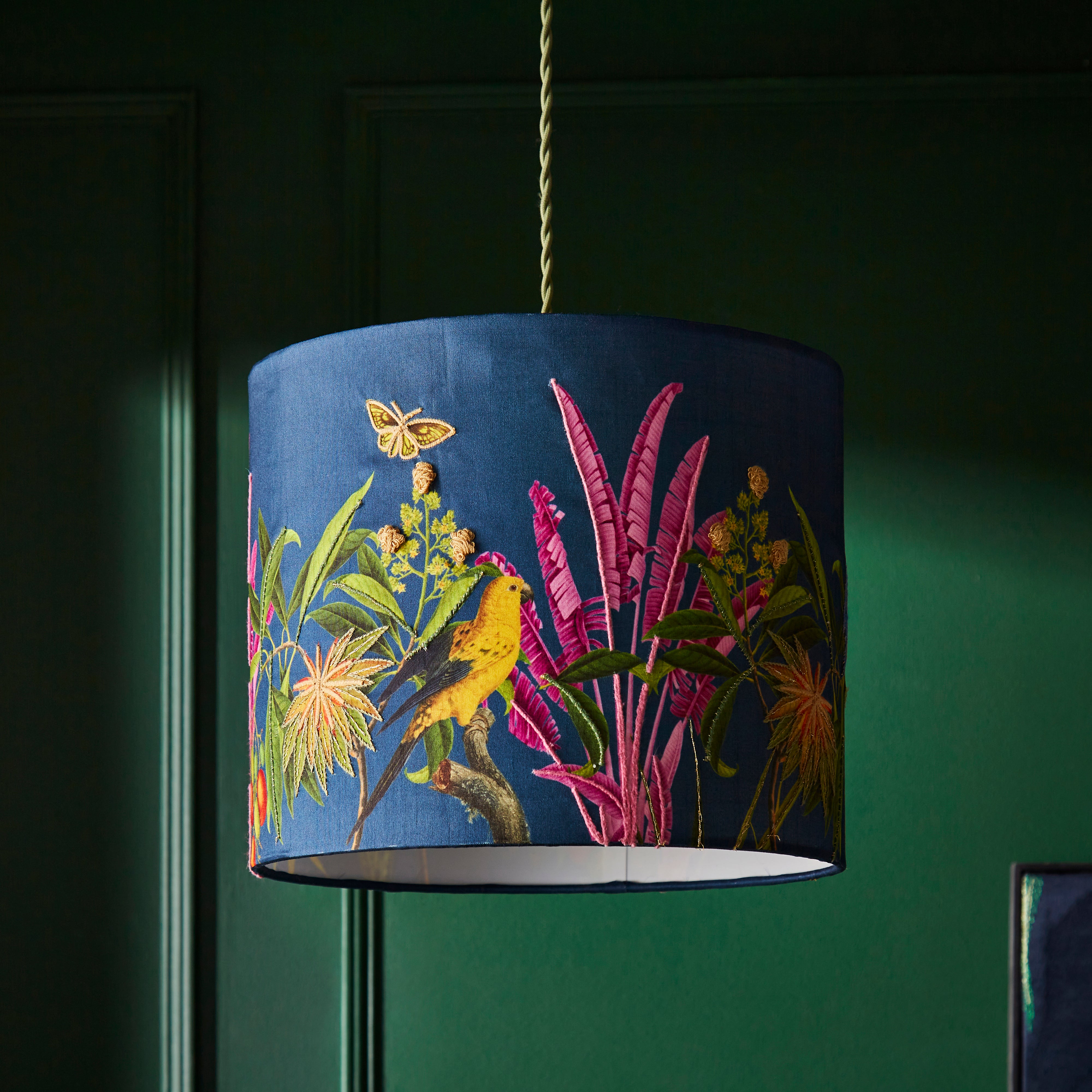 Tropical Paradise Embroidered Lamp Shade
