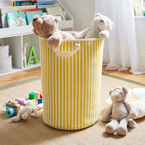 Kids Fabric Ochre Stripe Toy Storage Bag 