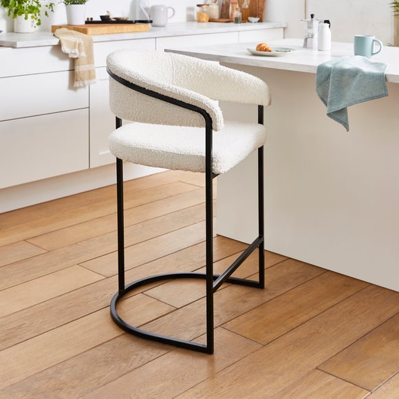 Zena Boucle Barstool Ivory Dunelm