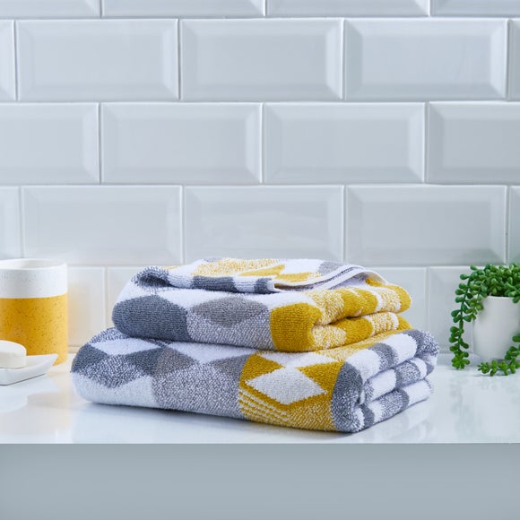 Gray and sale yellow bathroom towels