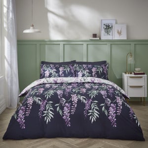 Catherine Lansfield Wisteria Reversible White Duvet Cover & Pillowcase Set