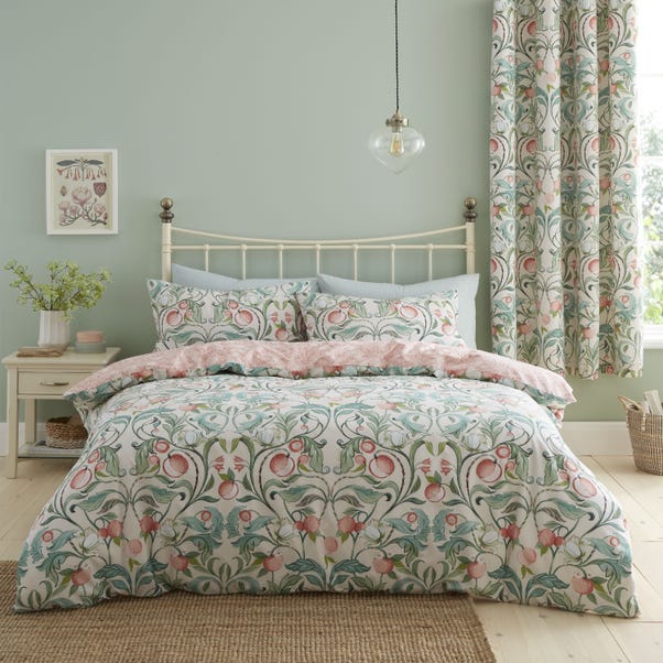 Catherine Lansfield Clarence Floral Reversible Natural Duvet Cover & Pillowcase Set image 1 of 4
