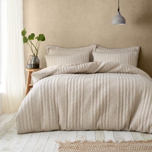 Pineapple Elephant Tamba Jersey Stripe Reversible Natural Duvet Cover & Pillowcase Set