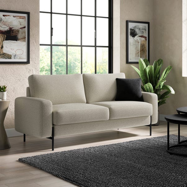Jude Boxy Chenille 3 Seater Sofa, Natural image 1 of 7