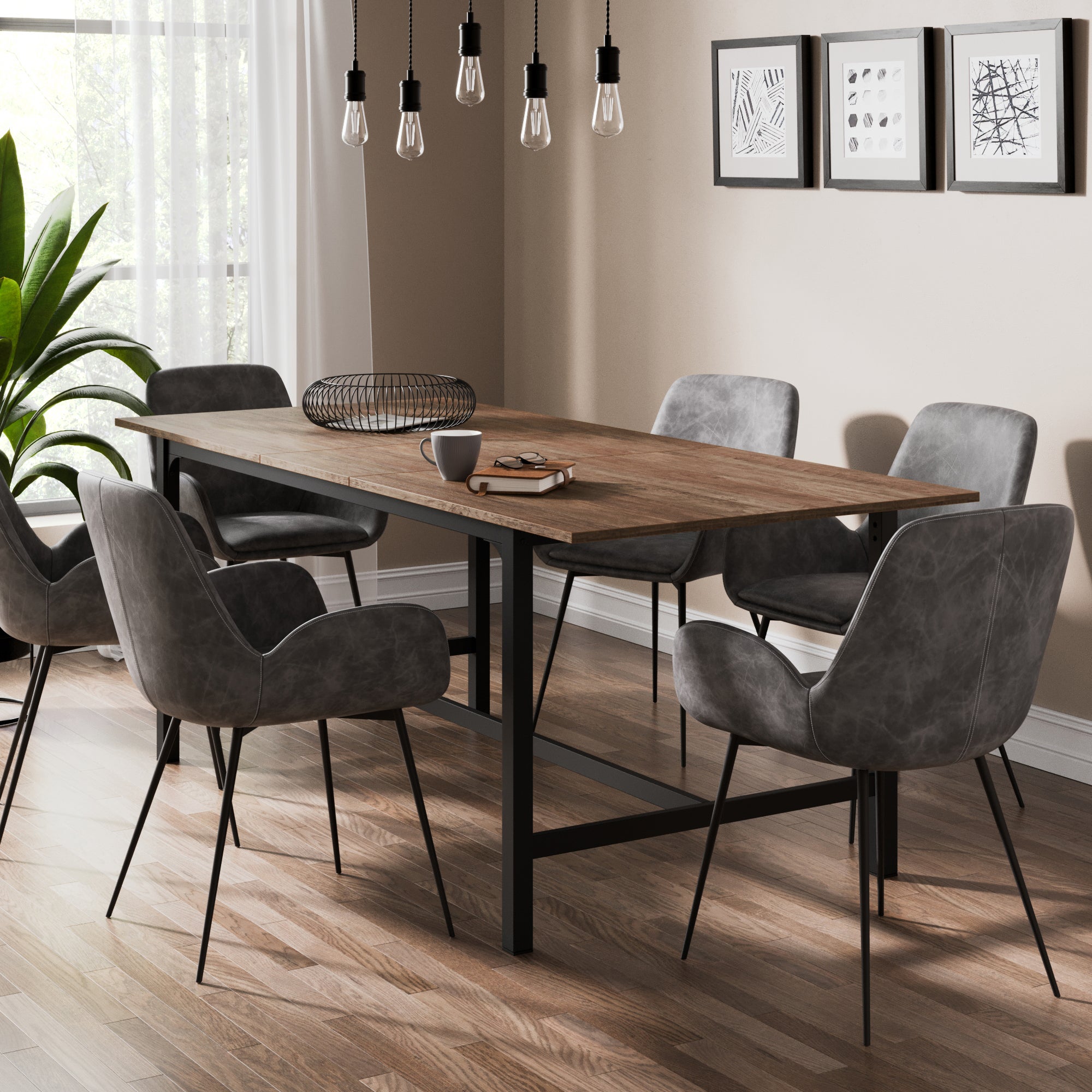 Fulton 6 Seater Rectangular Extendable Dining Table Brown