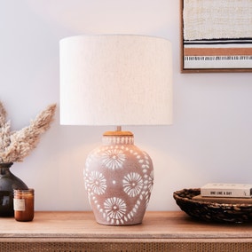 Traditional Terracotta Floral Table Lamp
