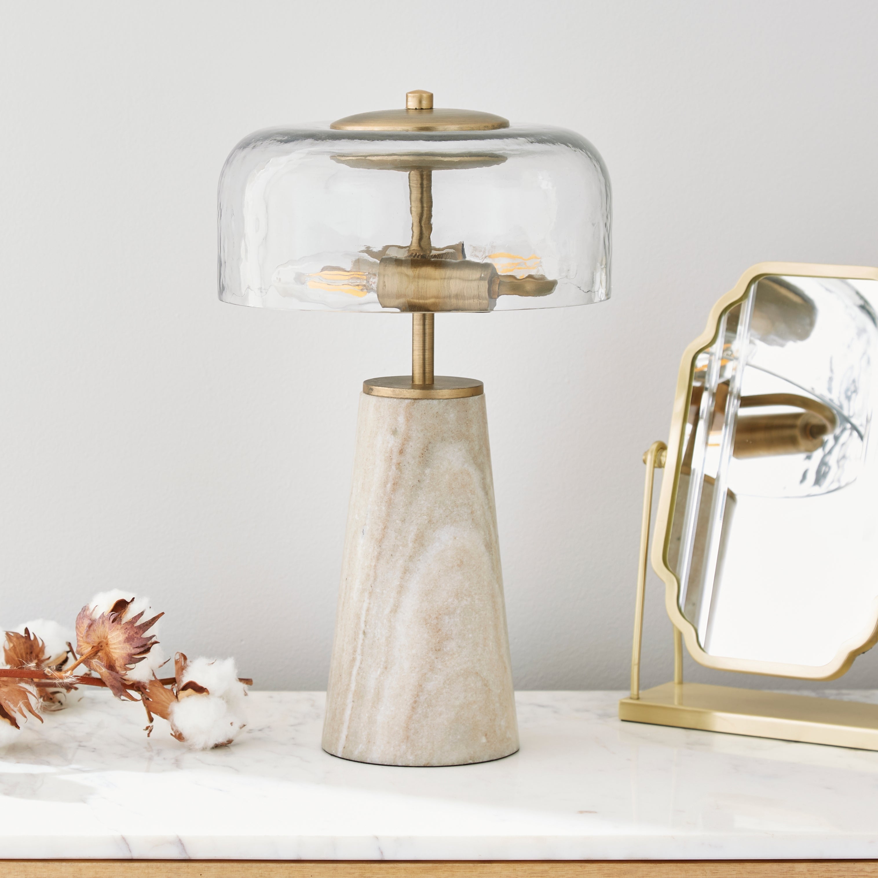 Kaeli Modern Marble Glass Table Lamp Natural