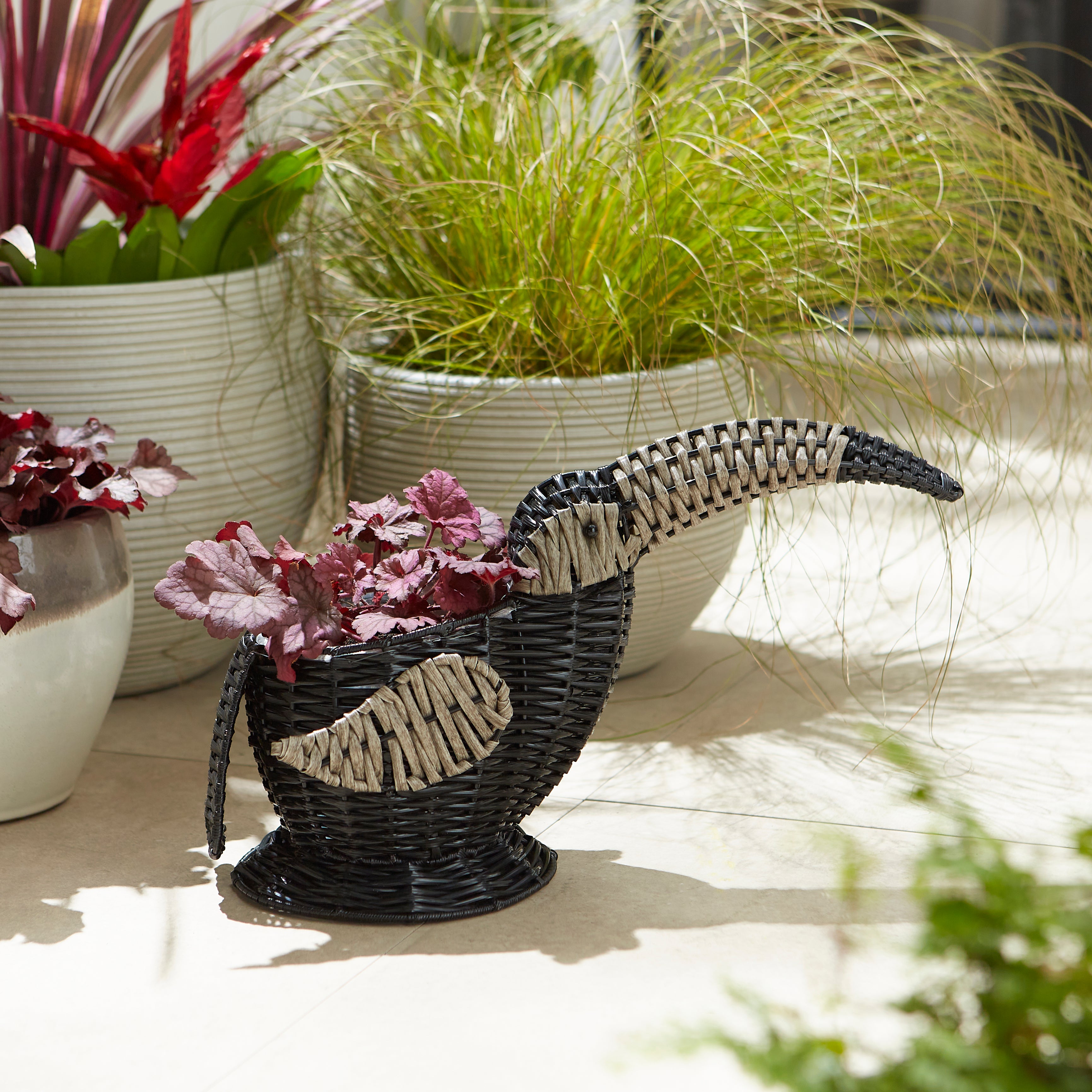 Recycled Rattan Toucan Plant Pot Brown