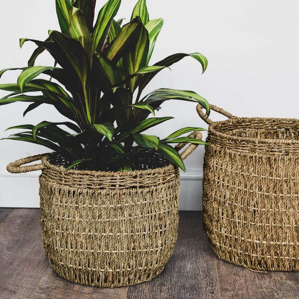 Seagrass Linen Basket Plant Pot image 1 of 7