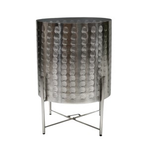 Zendaya Embossed Metal Plant Pot With Stand