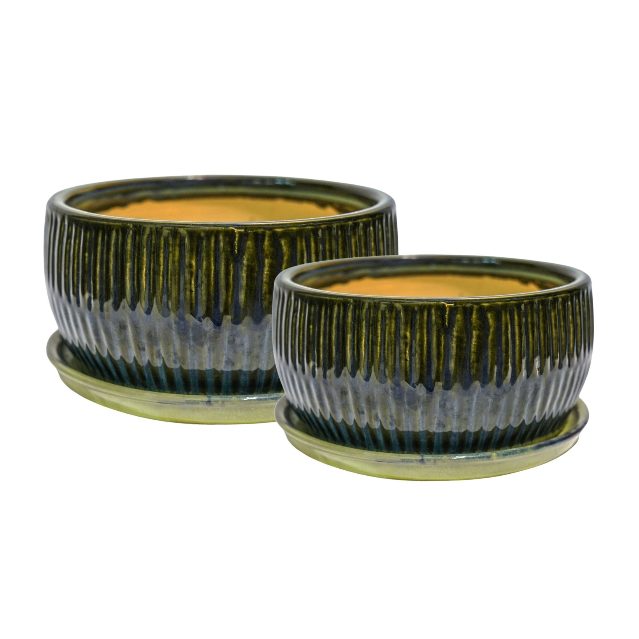 Set of 2 Round Reactive Glaze Bonsai Plant Pots | Dunelm