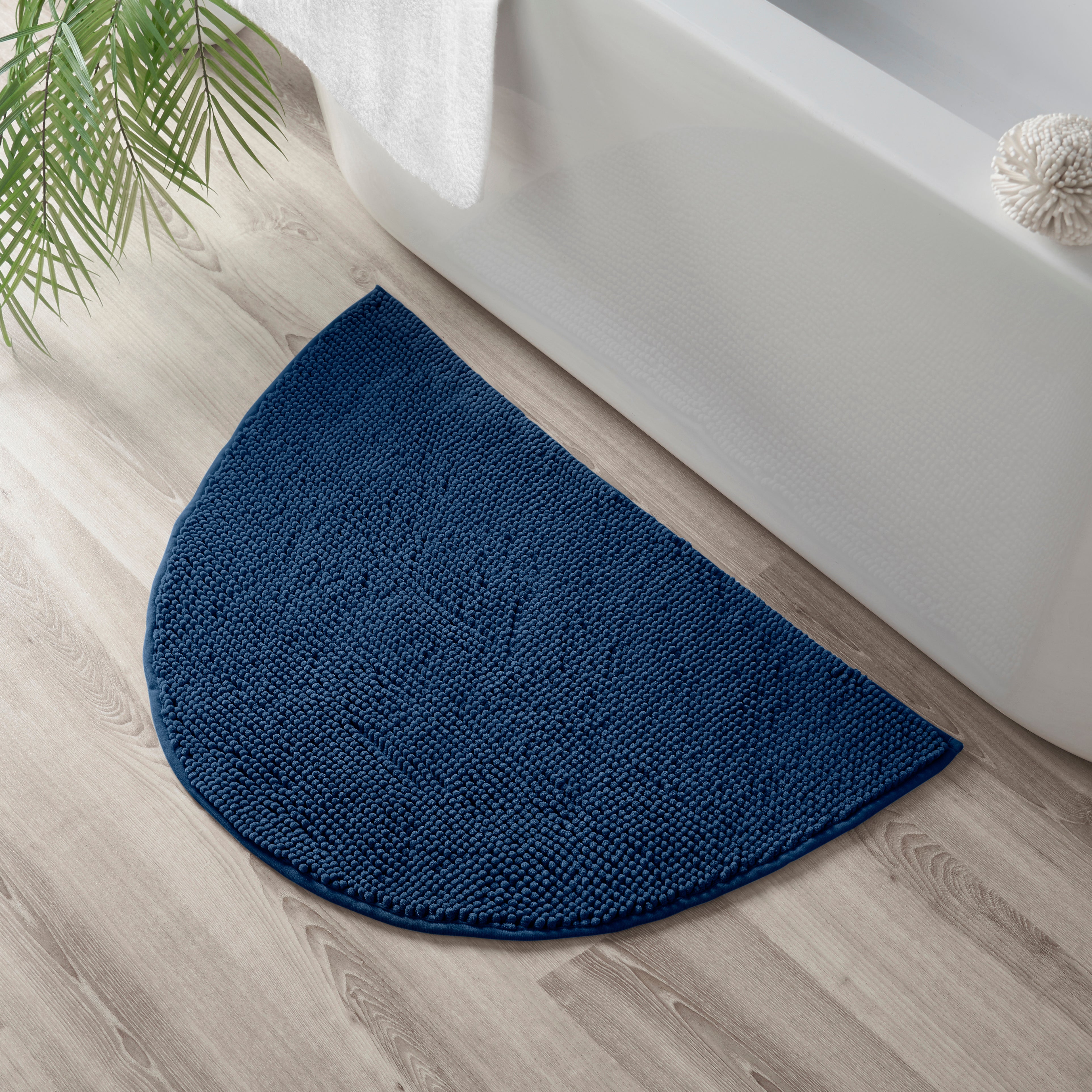 Mini Bobble Semi Circle Bath Mat Navy Blue