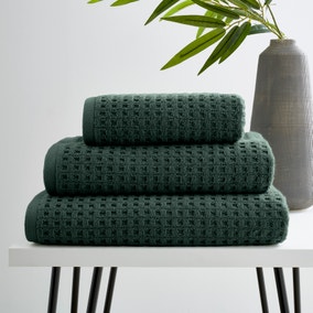 Forest Green Waffle 100% Cotton Towel