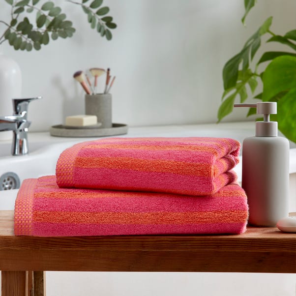 Fuchsia and Tiger Lily Bold Stripe Towel image 1 of 4