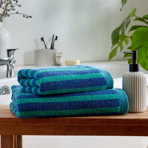 Blue and Aqua Bold Stripe Towel image 1 of 3