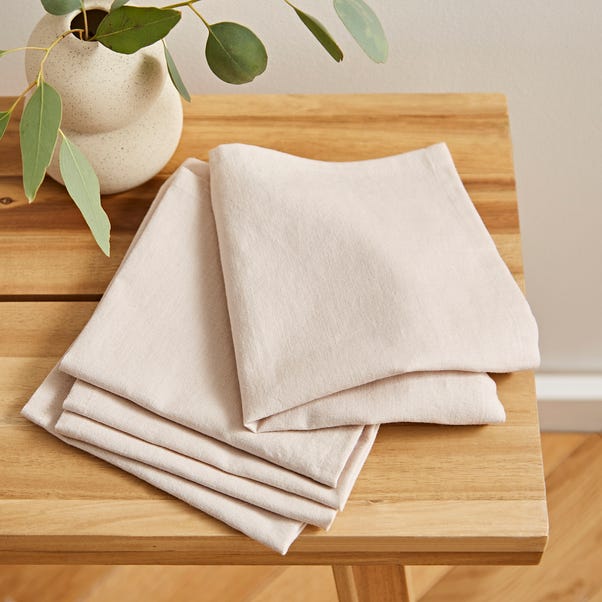 Pack of 5 Washed Cotton Linen Face Cloths image 1 of 3
