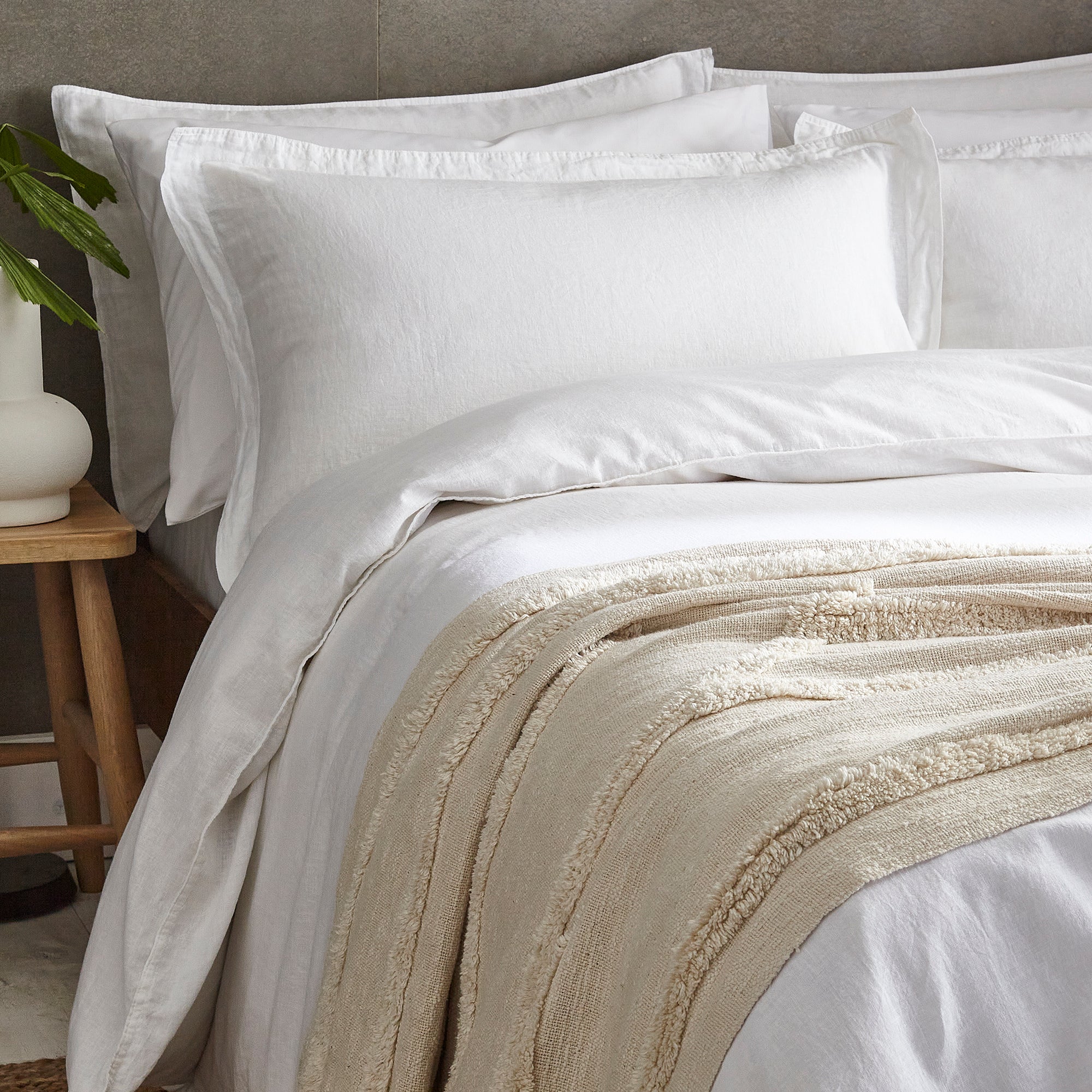 Cotton Linen White Duvet Cover & Pillowcase Set | Dunelm