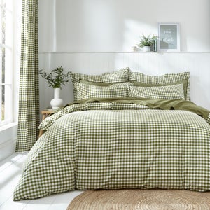 Portloe Woven Gingham 100 Cotton Duvet Cover & Pillowcase Set