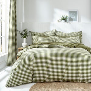 Portloe Woven Gingham 100 Cotton Duvet Cover & Pillowcase Set