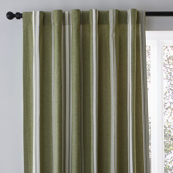 Pensford Olive Stripe Slot Top Curtains image 1 of 4