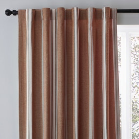 Pensford Terracotta Stripe Slot Top Curtains