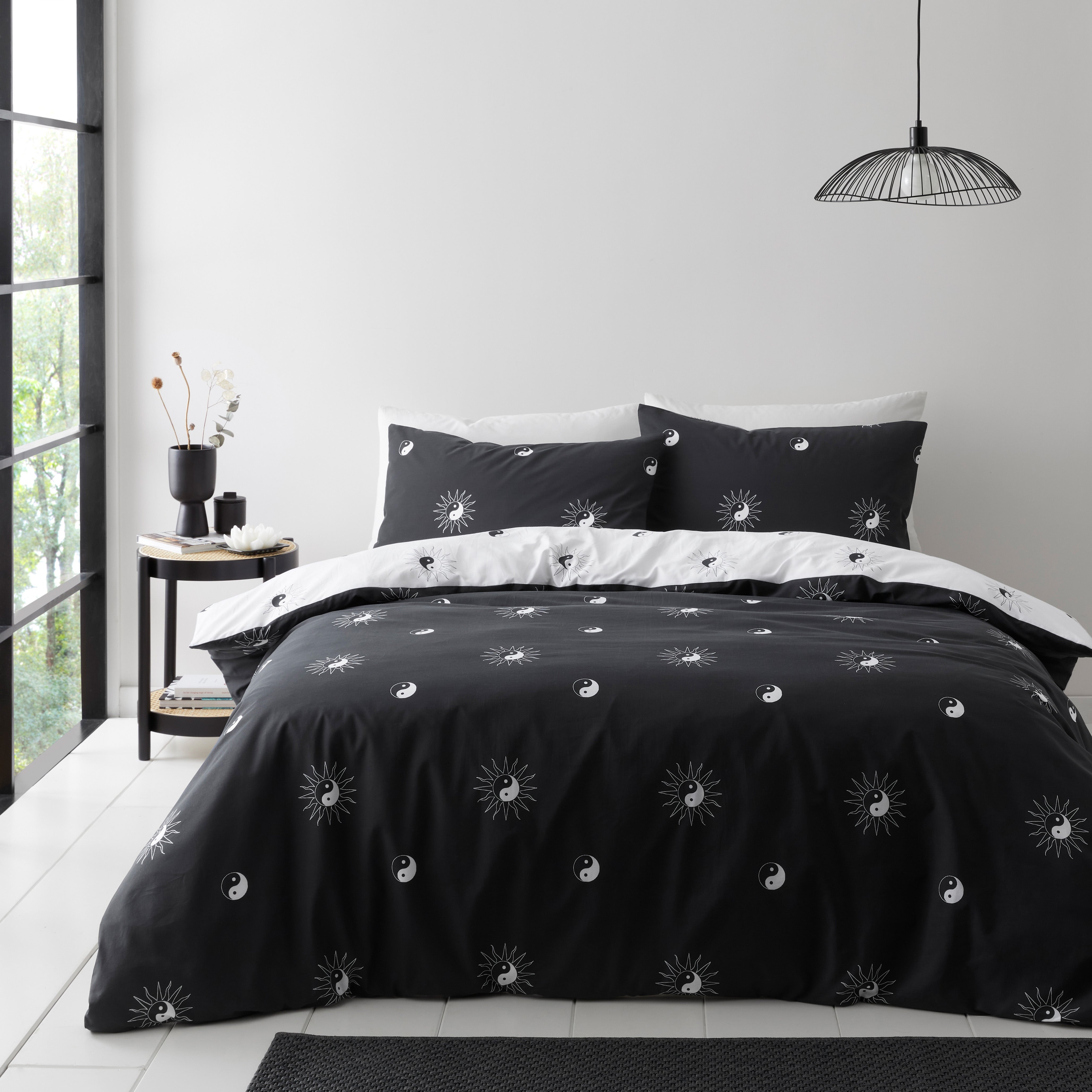 Yinyang Duvet Cover Pillowcase Set Black