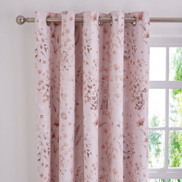 Watercoloured Floral Blackout Eyelet Curtain image 1 of 3