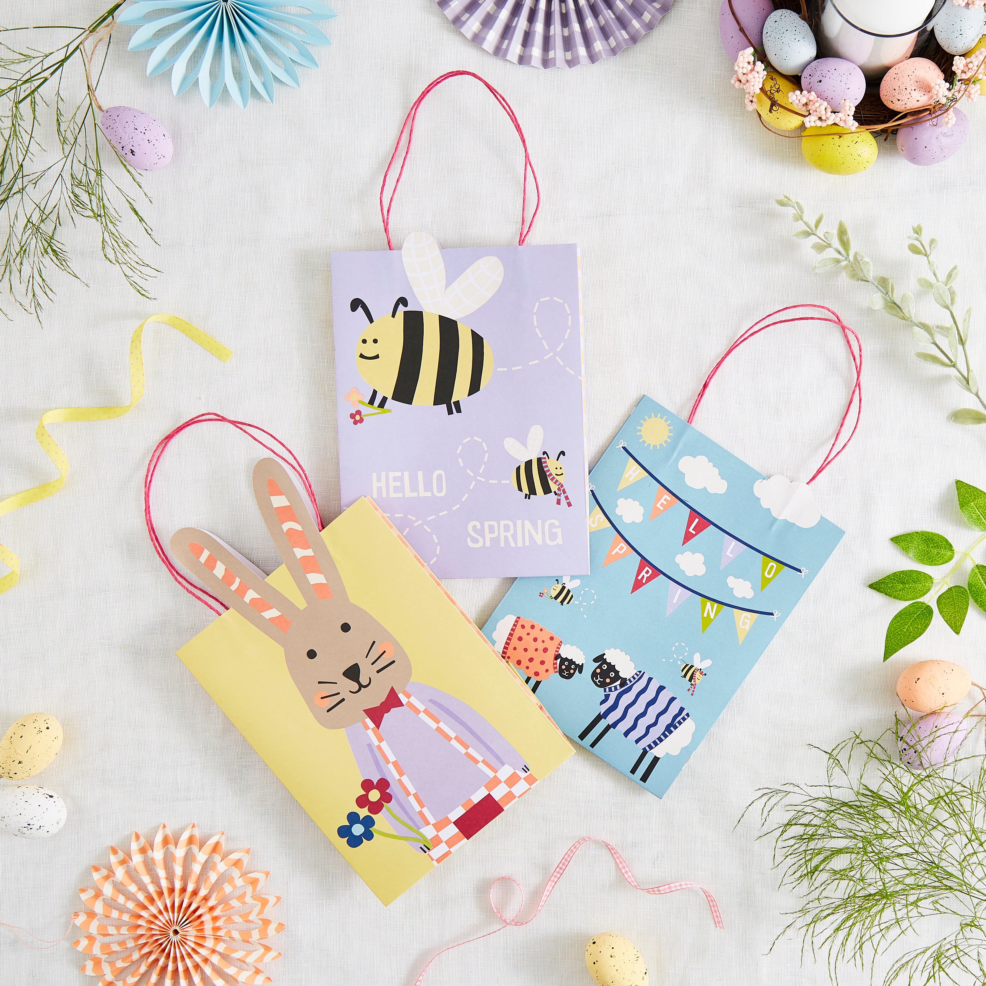 Image of Set of 3 Easter Paper Bags MultiColoured
