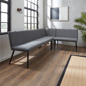 Montreal Corner Dining Bench- Grey Faux Leather