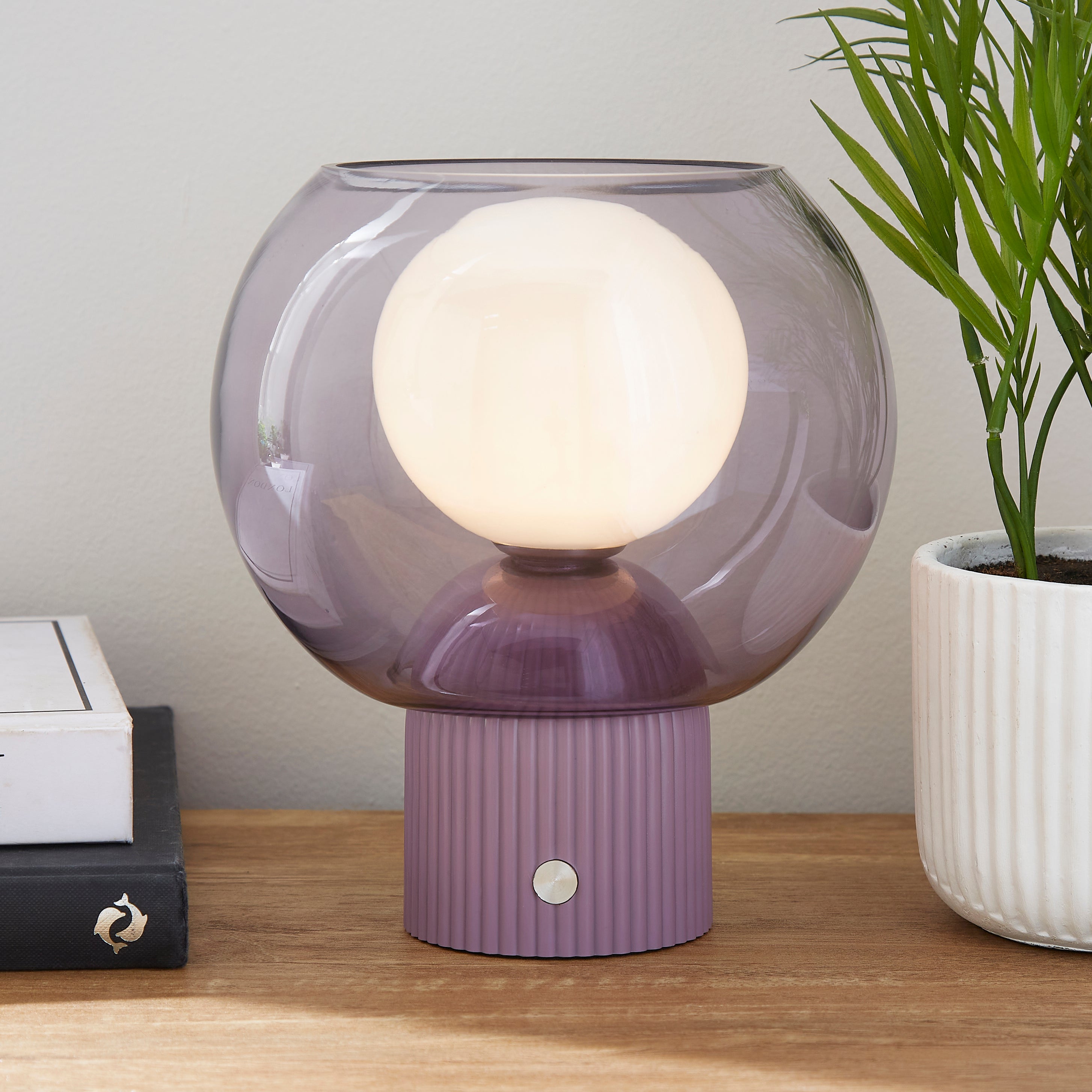 Harlo Ribbed Dimmable Touch Table Lamp Lilac