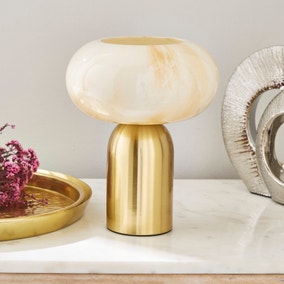 Lacey Alabaster Metal Touch Table Lamp
