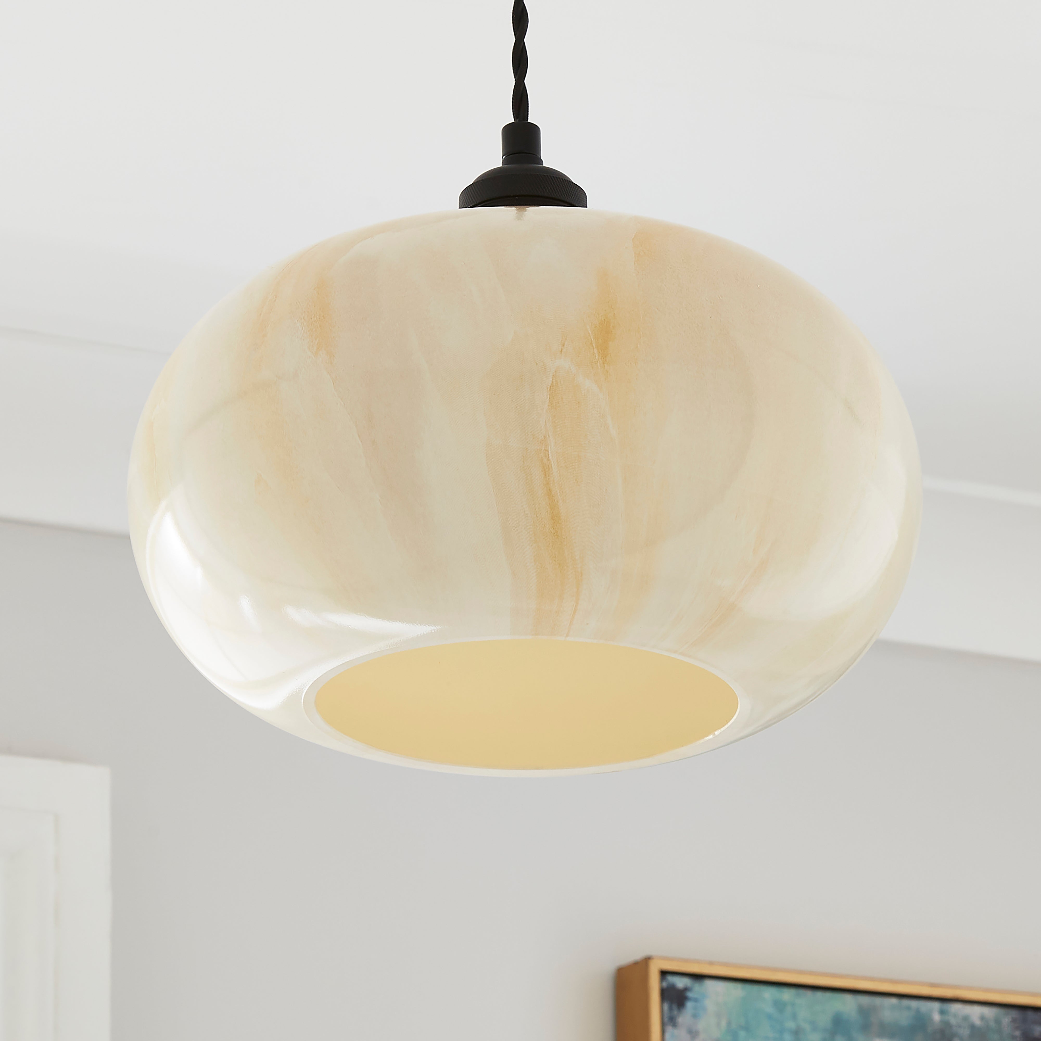 Lacey Alabaster Glass Easy Fit Pendant Shade