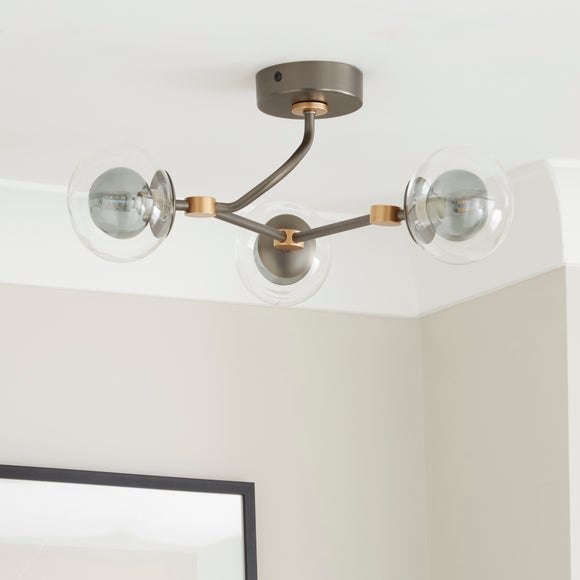 Molecular Industrial 3 Light Semi Flush Ceiling Light