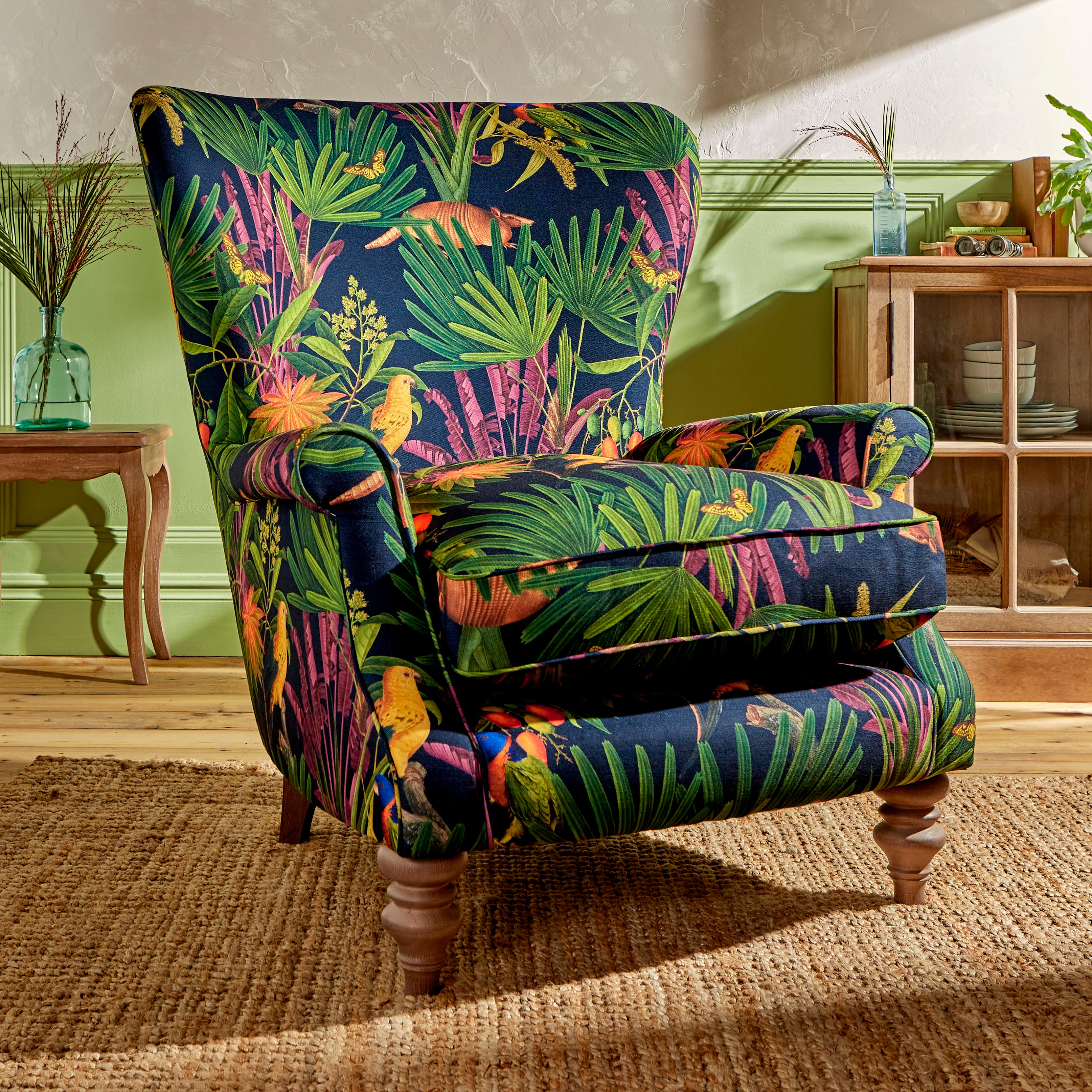 Charlbury Occasional Wing Chair Tropical Treasures Print Nhm Tropical Treasures